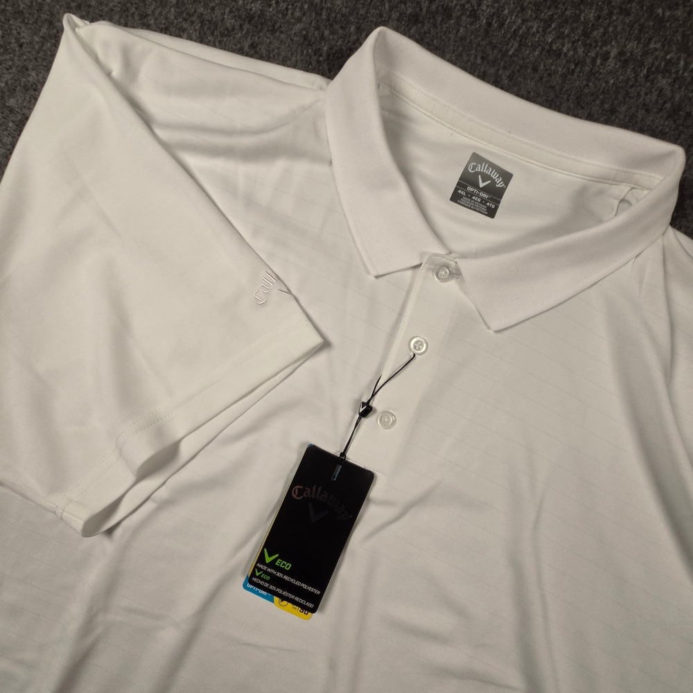 Callaway Opti-Dri Shirt Mens 4XL White Performance Big Golf Polo CGM754SU NEW